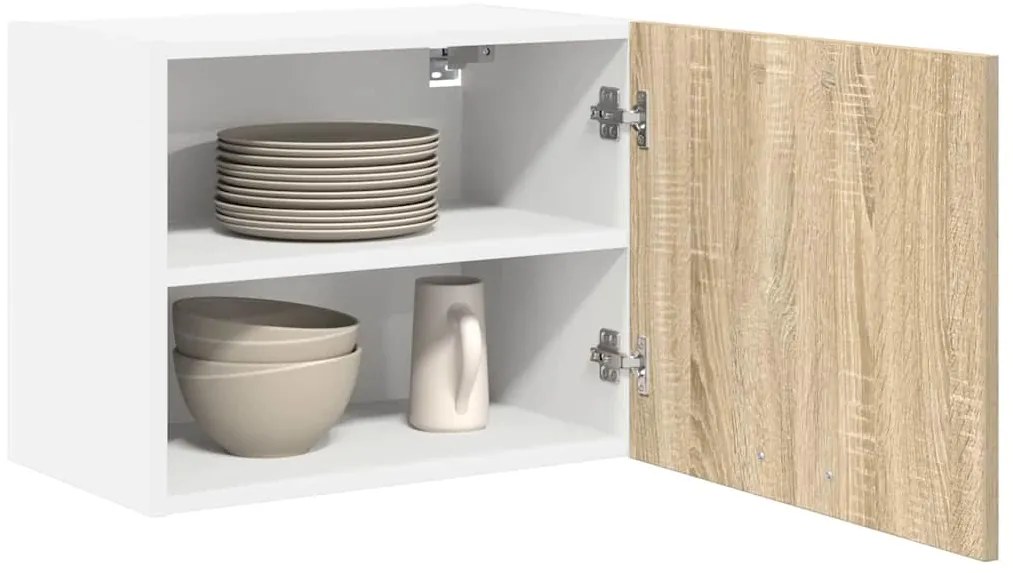 vidaXL Κρεμαστό ντουλάπι με πόρτα Riga 2 pcs Σομόνα Δρυς και Λευκό