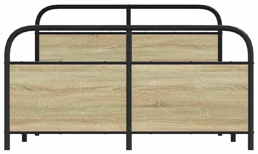 vidaXL Σκελετός Κρεβ. Χωρίς Στρώμα Sonoma Δρυς 140x200 εκ. Μεταλλικό
