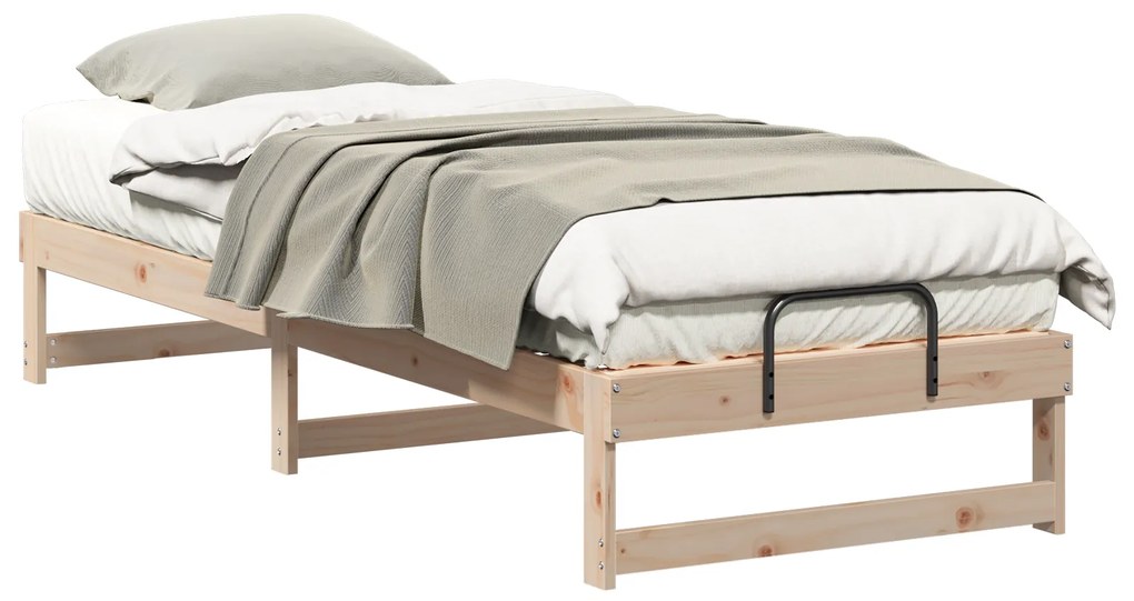 vidaXL Κρεβάτι με λαβές μεταφοράς Καφέ 80 x 200 cm Μασίφ ξύλο πεύκου