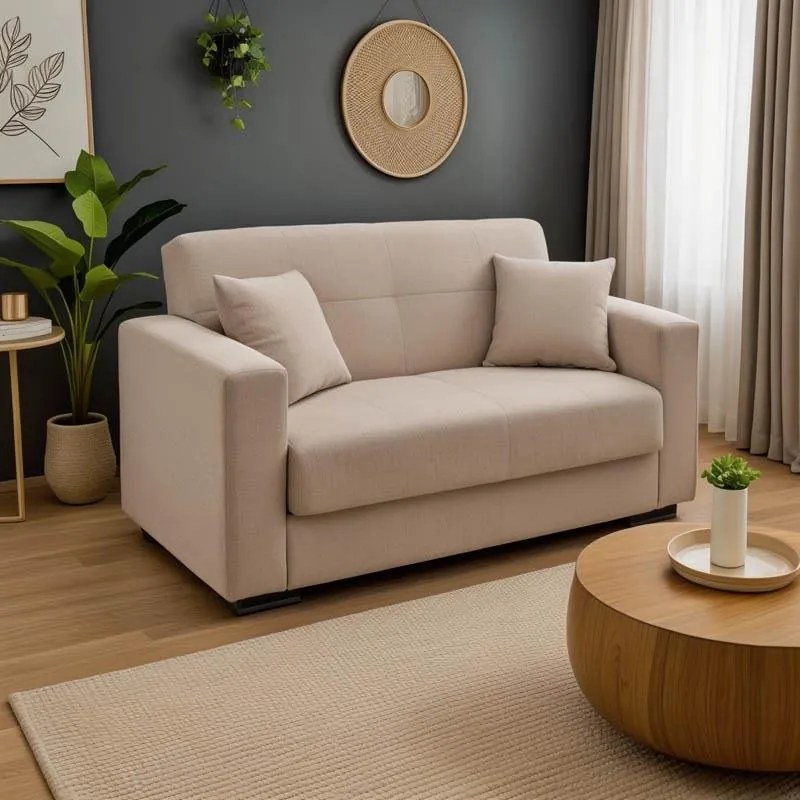 Καναπές - Κρεβάτι Vox με Αποθηκευτικό χώρο 2θέσιος Ύφασμα Κρέμ 154x82x83 εκ. 154x83x82 εκ.