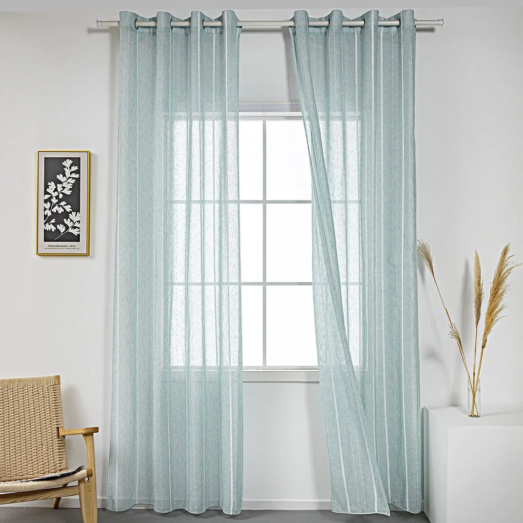 Beauty Home Κουρτίνα γάζα με σενίλ και 8 μεταλλικούς κρίκους Art 8441 140x270 Βεραμάν