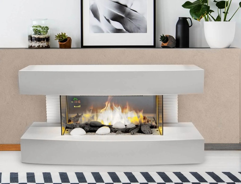 Επιτοίχιο Ηλεκτρικό Τζάκι Toronto Classic Fire με ισχύ 2000W, ρυθμιζόμενο θερμοστάτη, χρονοδιακόπτη και διαστάσεις 81.2x22x41cm