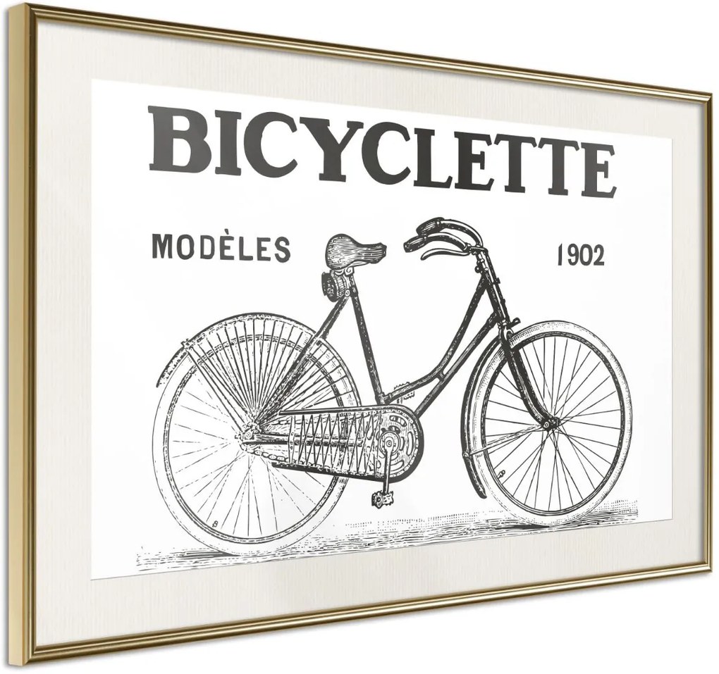 Αφίσα - Bicyclette - 30x20 - Χρυσό - Με πασπαρτού