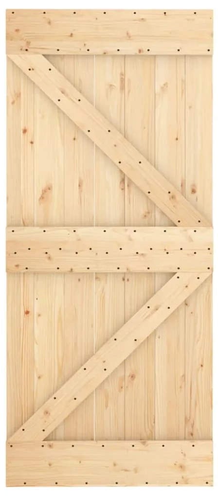 vidaXL Συρόμενη Μεσόπορτα με Μηχανισμό 90 x 210 εκ. Μασίφ Ξύλο Πεύκου