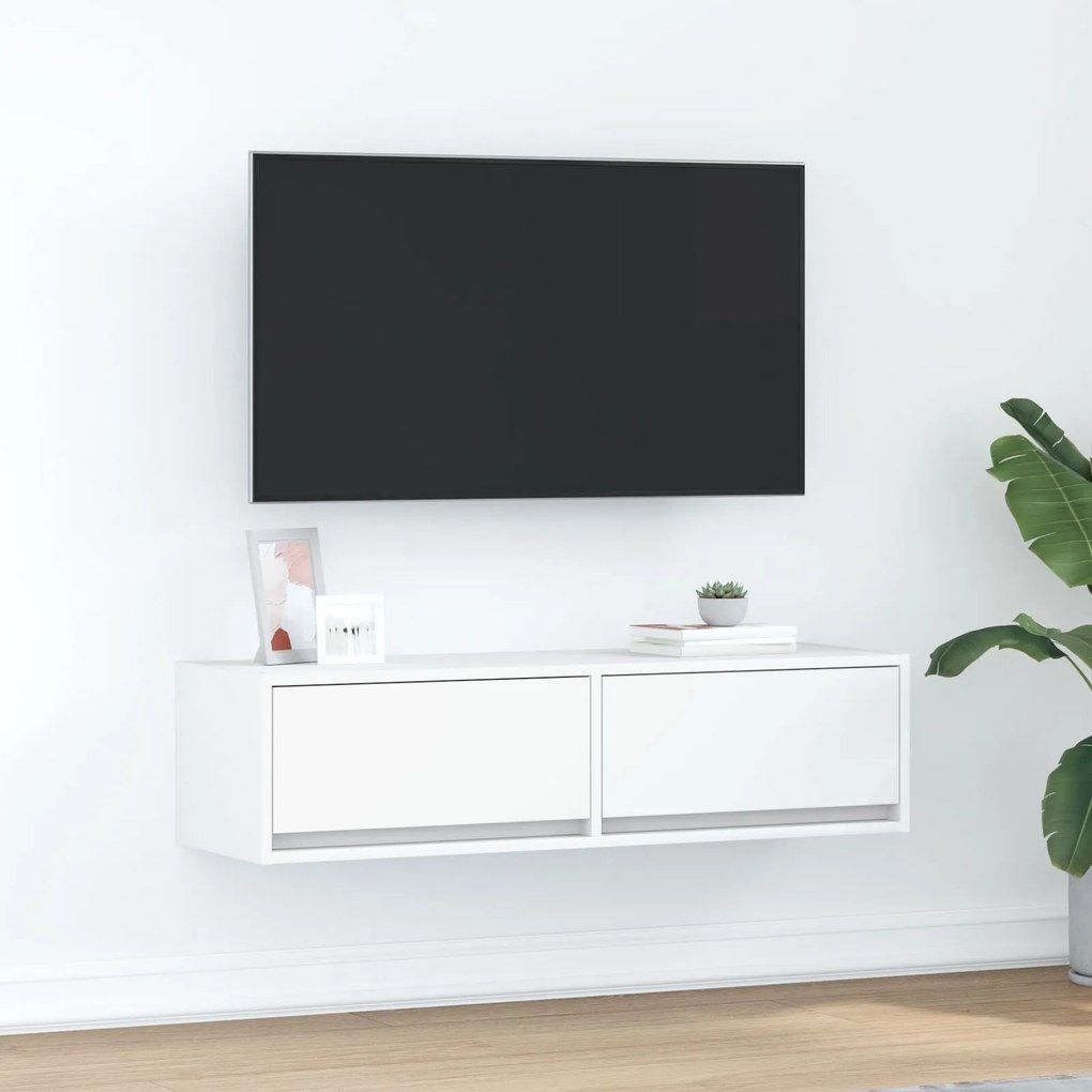 vidaXL Ντουλάπι Τηλεόρασης Λευκό 100x31x25,5 εκ Επεξεργασμένο Ξύλο
