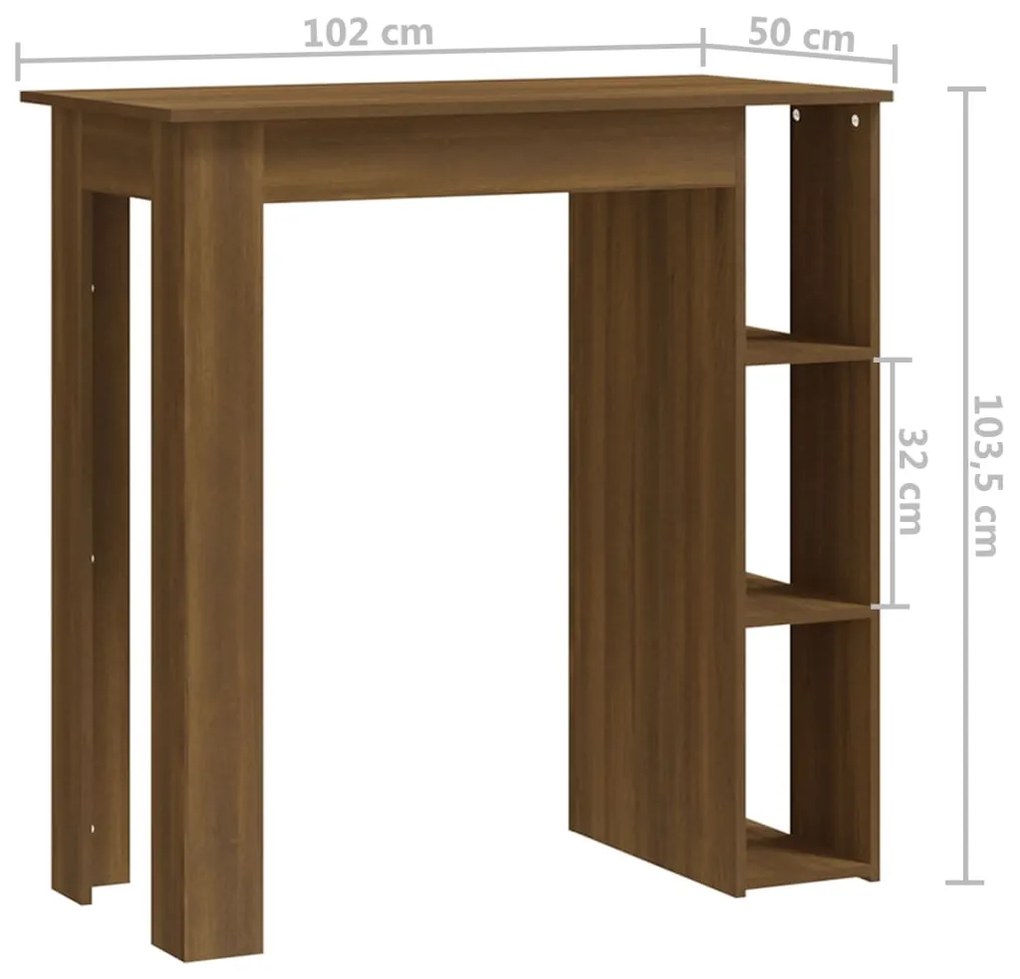 Τραπέζι Κονσόλα με Ράφι Καφέ Δρυς 102x50x103,5εκ. Επεξεργ. Ξύλο 812965