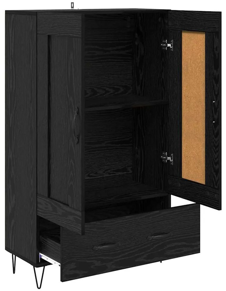 vidaXL Highboard Μαύρη Οξυά 69,5 x 31 x 115 εκ. Επεξεργασμένο ξύλο