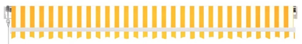vidaXL Τέντα Αυτόματη με LED & Αισθ. Ανέμου Κίτρινο/Λευκό 500x350 εκ.