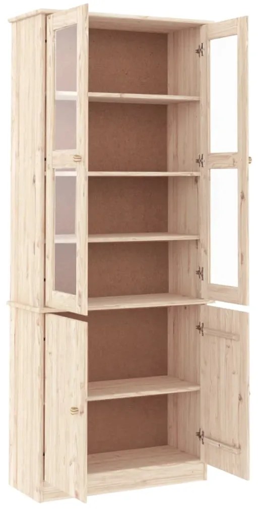 vidaXL Βιτρίνα Γυάλινη ALTA 77 x 35 x 186,5 εκ. από Μασίφ Ξύλο Πεύκου