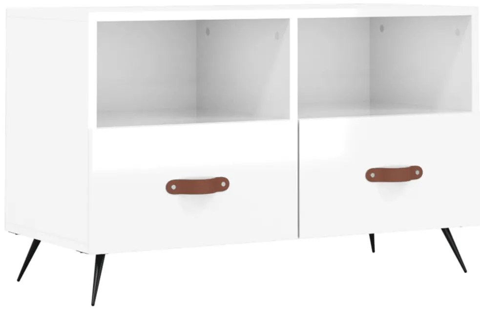 vidaXL Έπιπλο Τηλεόρασης Γυαλ. Λευκό 80x36x50 εκ. Επεξεργασμένο Ξύλο