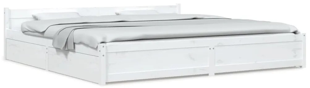 vidaXL Πλαίσιο Κρεβατιού με Συρτάρια Λευκό 200 x 200 εκ.