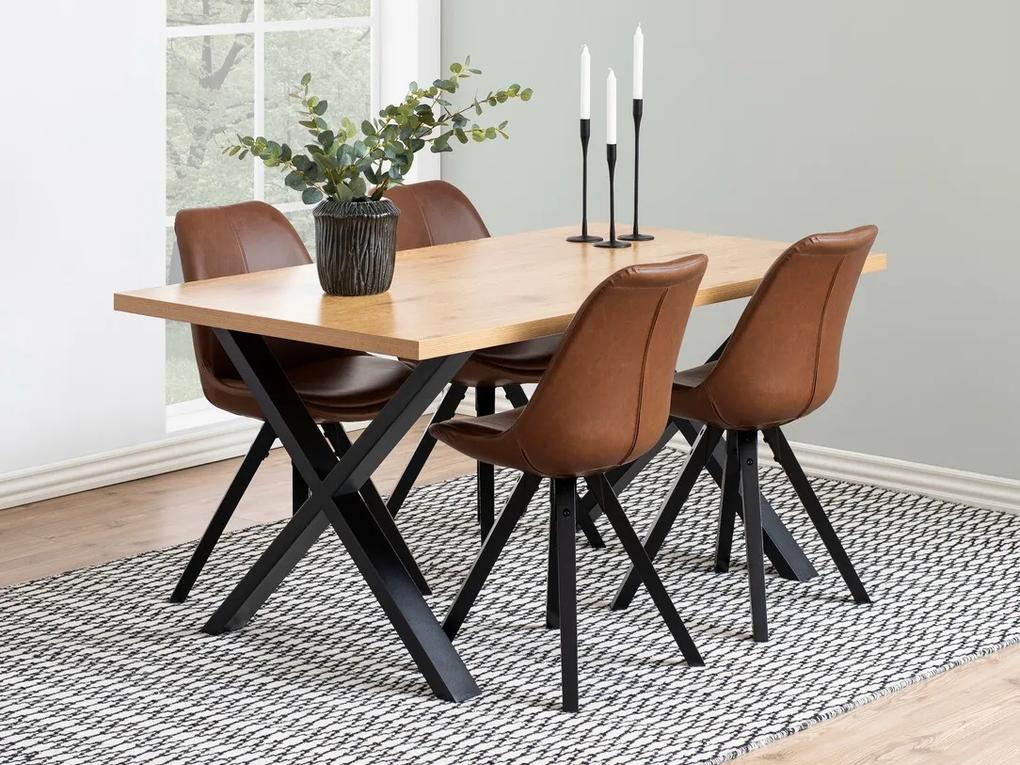 Τραπέζι Oakland 383, Άγρια δρυς, Μαύρο, 75x90x160cm, 39 kg, Ινοσανίδες μέσης πυκνότητας, Μέταλλο | Epipla1.gr