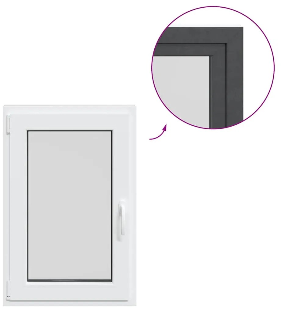 vidaXL Παράθυρο Υπογείου "RISOR" 60x80 εκ. Ανακλινόμενο & Περιστρεφόμενο DIN Αριστερό Ανθρακί