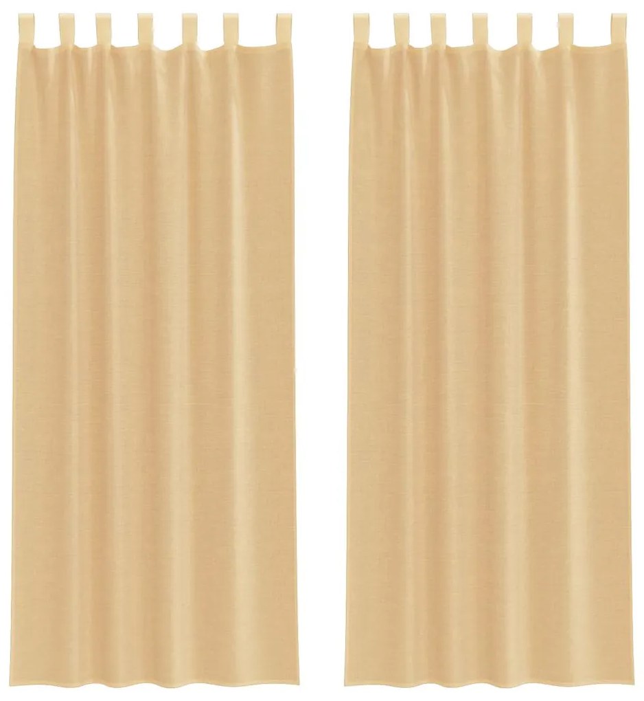 vidaXL Κουρτίνες Voile με βρόχους 2 τεμάχια Άμμος 140x260 cm
