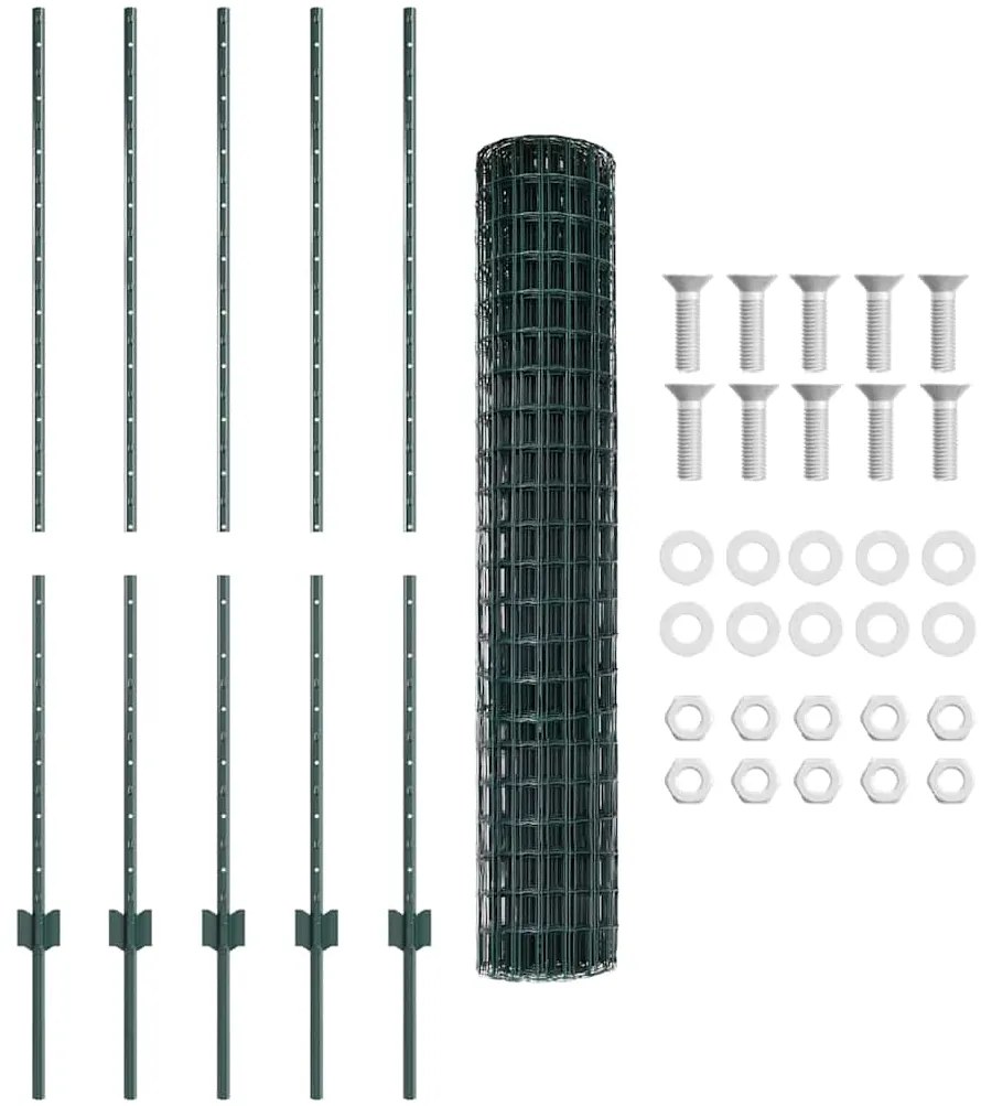 vidaXL Τεντώτο με στήριγμα Πράσινο 1,4 x 10 m Χάλυβας και PVC