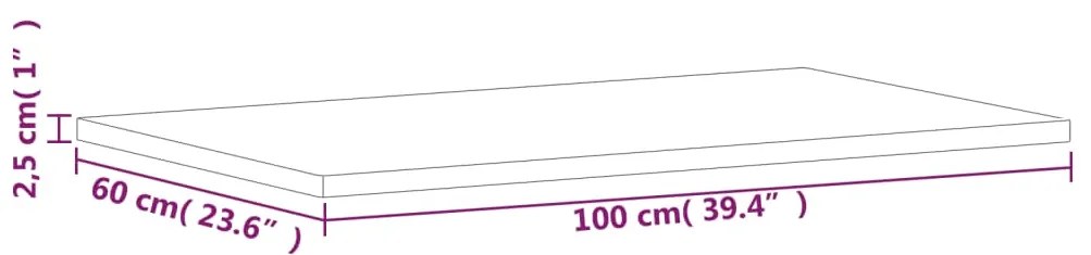 vidaXL Επιφάνεια Τραπεζιού Ορθογώνια 100x60x2,5 εκ. Μασίφ Ξύλο Οξιάς