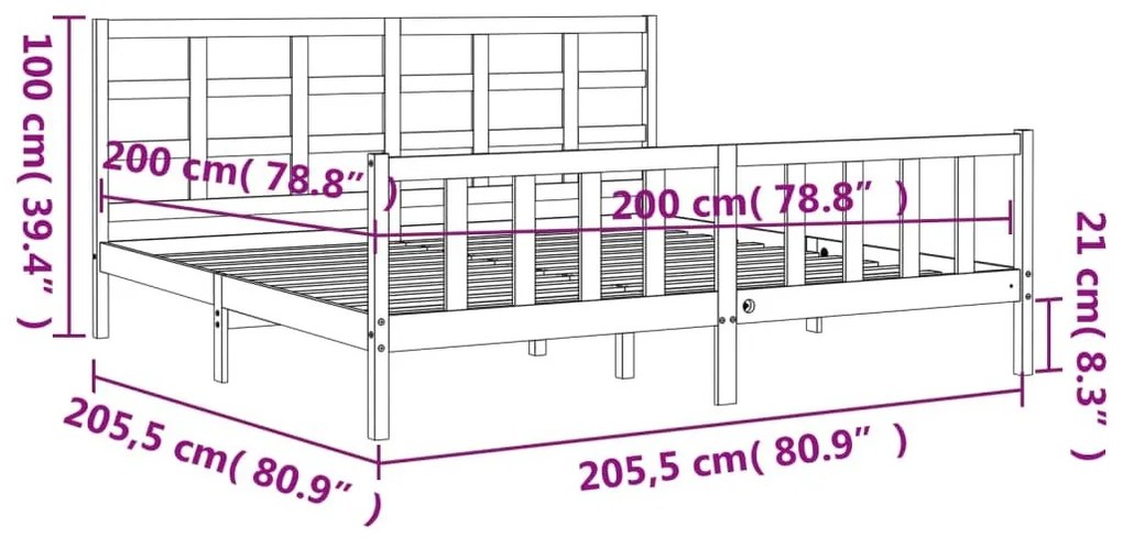 Σκελετός Κρεβ. Χωρίς Στρώμα Λευκό 200x200 εκ Μασίφ Πεύκο - Λευκό