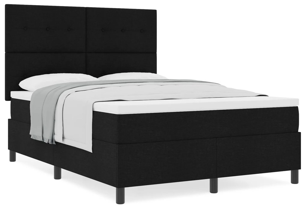 vidaXL Κρεβάτι με ελατήριο Μαύρο 140x200 εκατοστά Ύφασμα