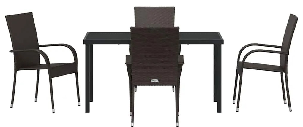 vidaXL Σέτ φαγητού για κήπο 5 pcs Καφέ Χάλυβας με επίστρωση πούδρας