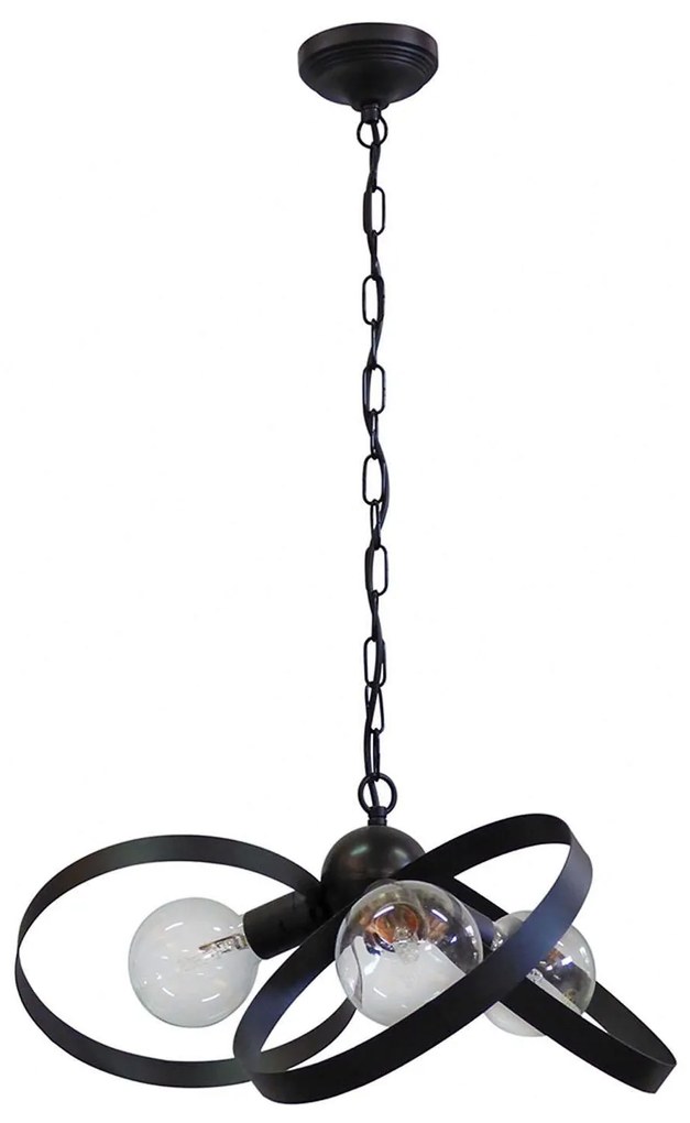 Φωτιστικό Οροφής Κρεμαστό Halka 3/L 01-0241 Black Metal