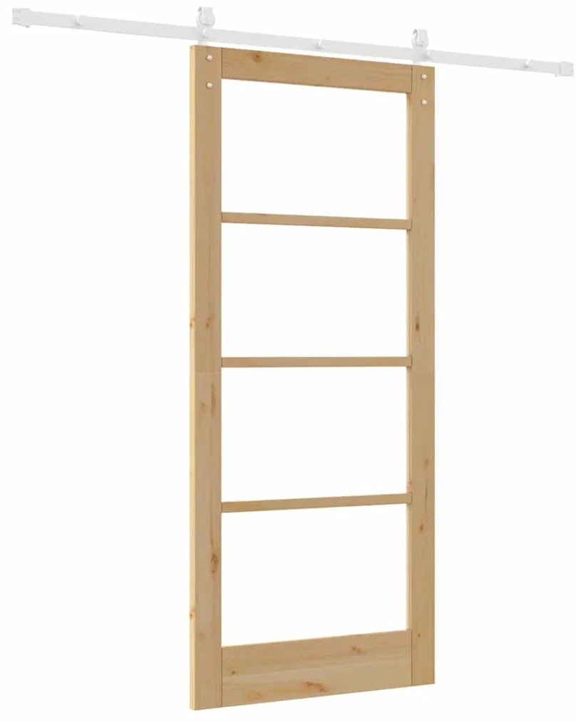 vidaXL Συρόμενη Πόρτα Καφέ 86 x 198.5 cm Μασίφ ξύλο πεύκου