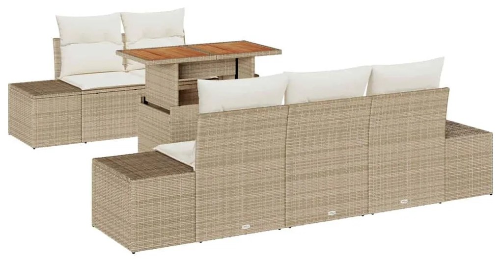vidaXL Σέτ φαγητού για κήπο 6 pcs Μπεζ, Κρέμα 100 x 55 x 73 εκ