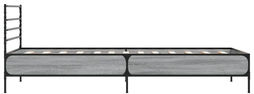 vidaXL Πλαίσιο Κρεβατιού Γκρι Sonoma 90 x 190 εκ. Επεξ. Ξύλο &amp; Μέταλλο