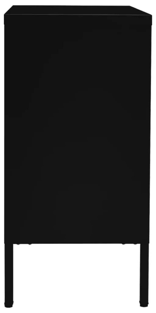Μπουφές Μαύρος 75 x 35 x 70 εκ. από Ατσάλι και Ψημένο Γυαλί - Μαύρο
