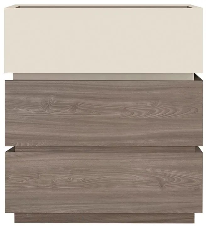 WOODWELL VANITY Κομοδίνο 3 Συρτάρια Αποχρώσεων Sonoma Oak & Cream, με Αποσπώμενα χρωματικά Μέρη 60x40x66cm Ε7352,2
