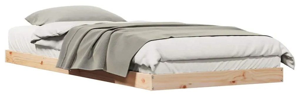 vidaXL Κρεβάτι δαπέδου Φυσικό 100 x 220 cm Μασίφ ξύλο πεύκου