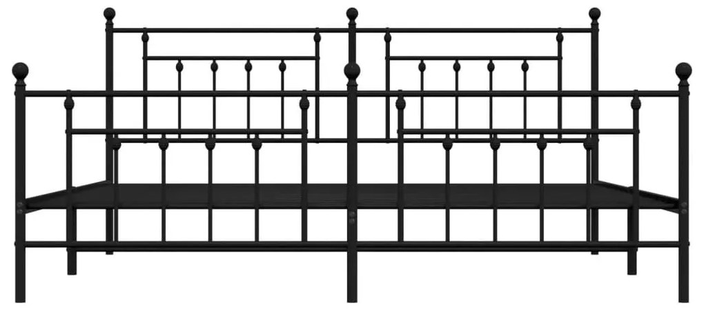 Πλαίσιο Κρεβατιού με Κεφαλάρι&amp;Ποδαρικό Μαύρο 200x200εκ. Μέταλλο - Μαύρο
