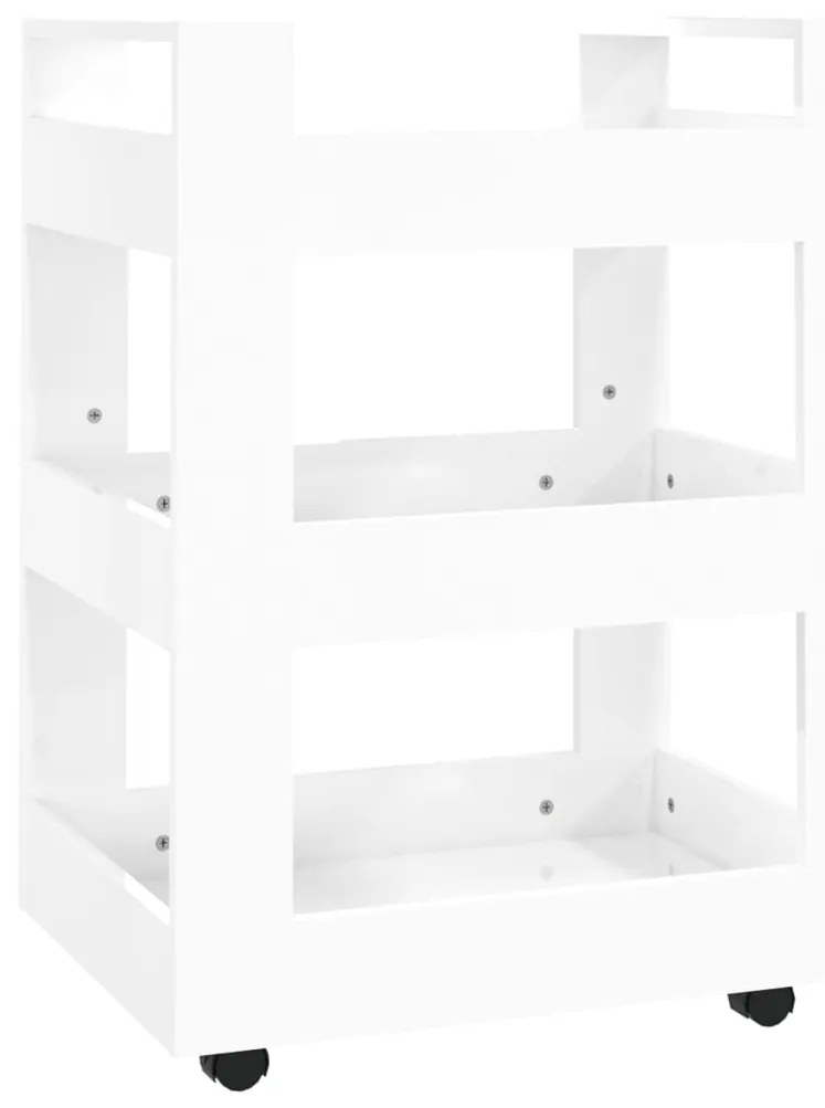 vidaXL Τρόλεϊ Κουζίνας Γυαλ. Λευκό 60x45x80 εκ. από Επεξεργασμένο Ξύλο