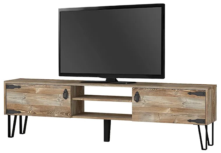 Έπιπλο τηλεόρασης Costa Megapap χρώμα vintage patik - μαύρο 180x29,5x49εκ.