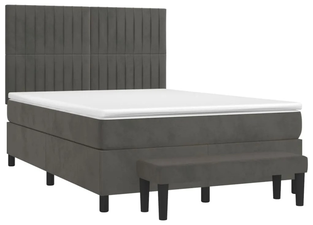 ΚΡΕΒΑΤΙ BOXSPRING ΜΕ ΣΤΡΩΜΑ ΣΚΟΥΡΟ ΓΚΡΙ 140X200 ΕΚ. ΒΕΛΟΥΔΙΝΟ 3137966