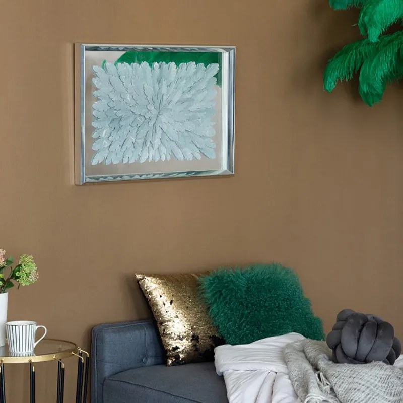 Διακοσμητικό τοίχου γκρι άνθος σε καθρεφτένιο φόντο50x70x4,8cm - Γυαλί - 82825