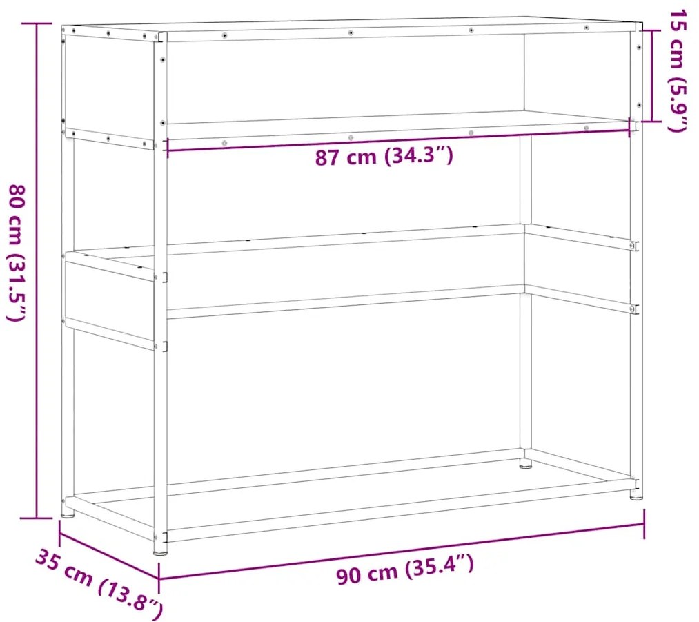 Τραπέζι Κονσόλα Καπνιστή Δρυς 90x35x80 εκ. Επεξεργασμένο Ξύλο - Καφέ