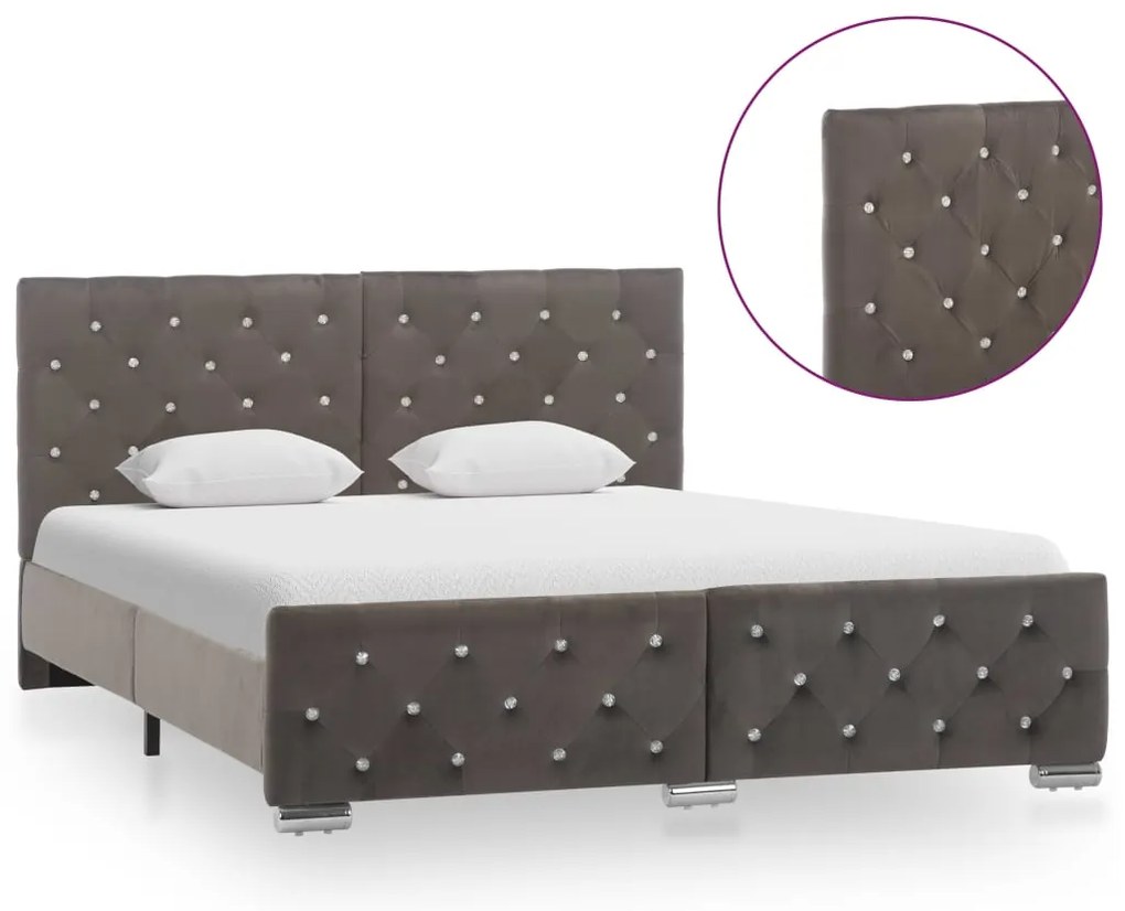 vidaXL Πλαίσιο Κρεβατιού Γκρι 140 x 200 εκ. Βελούδινο
