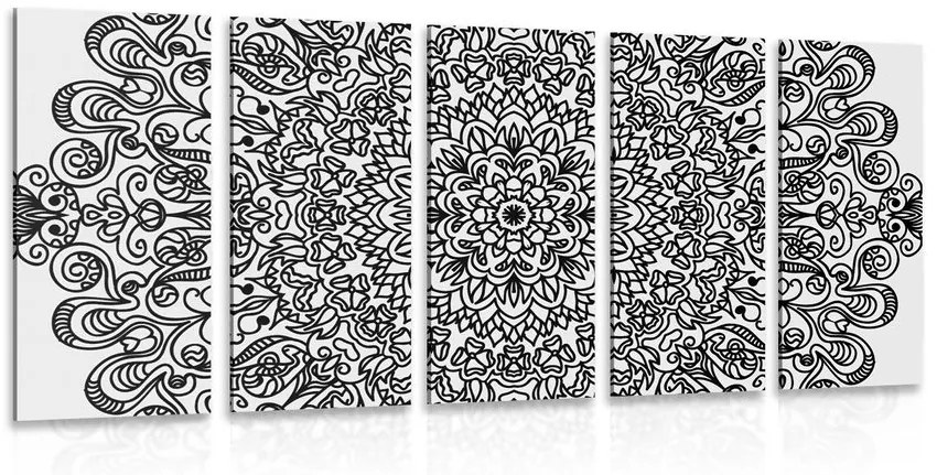 Στολίδι 5 τμημάτων με μοτίβο λουλουδιών σε ασπρόμαυρο