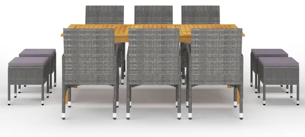 vidaXL Σετ Τραπεζαρίας Κήπου 11 Τεμαχίων Γκρι