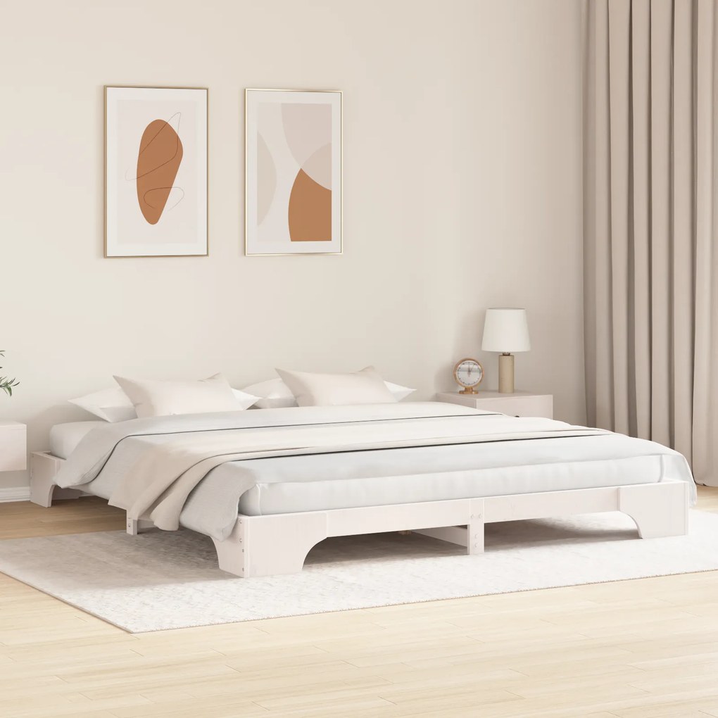 vidaXL Κρεβάτι Λευκό 180x200 εκ. από Στερεό Ξύλο Πεύκου