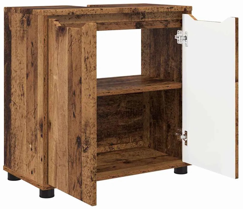 vidaXL Ντουλάπα νιπτήρα μπάνιου με ράφι Παλιό Ξύλο 60 x 30 x 60 cm
