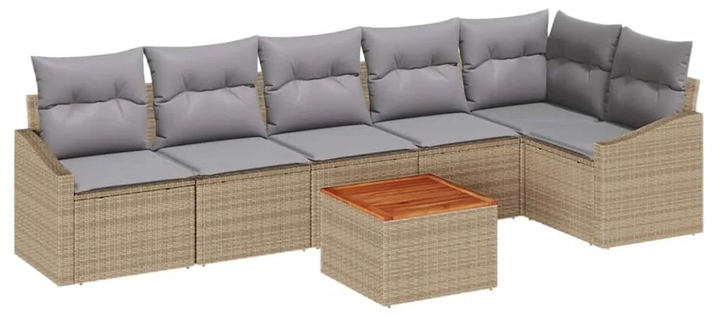 vidaXL Σετ Καναπέ Κήπου 7 pcs Beige, ανοιχτό γκρι