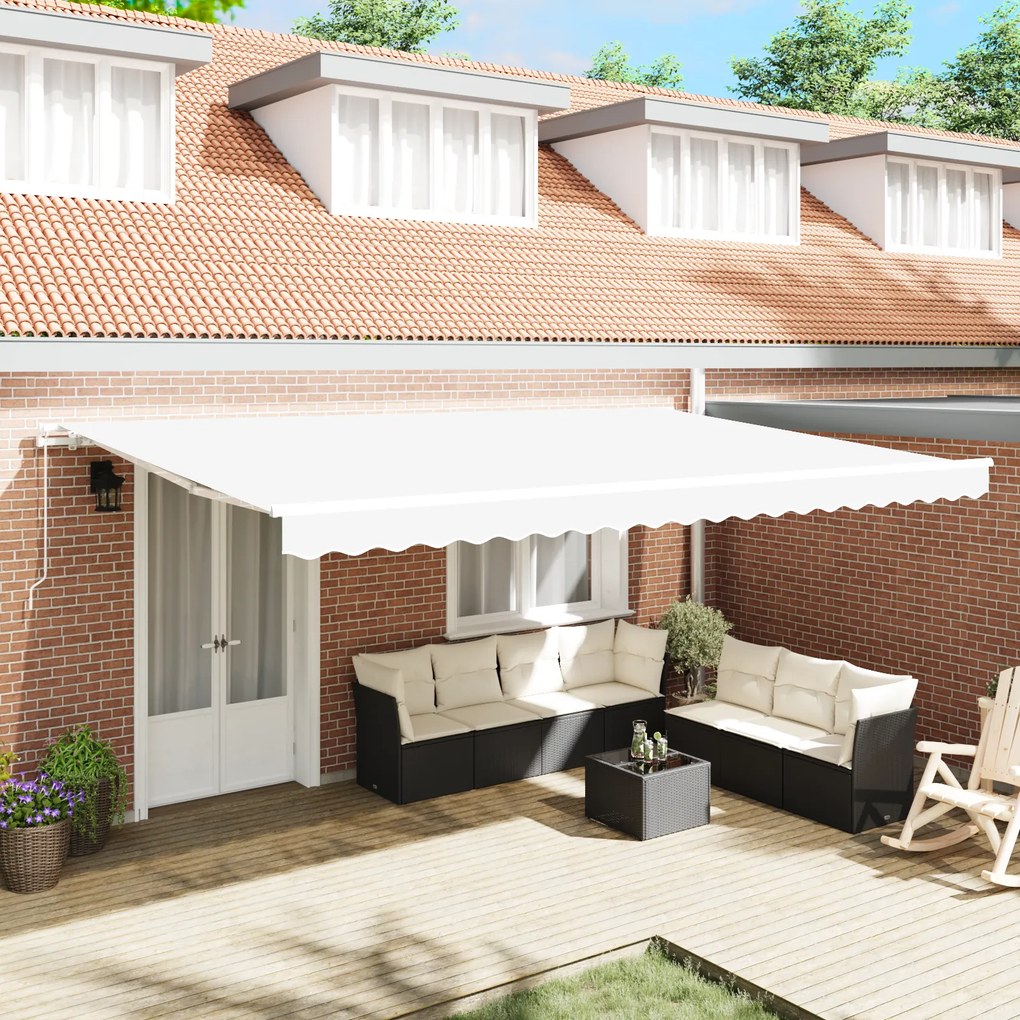 vidaXL Χειροκίνητη Ανασυρόμενη Τέντα Λευκή 500x350 cm