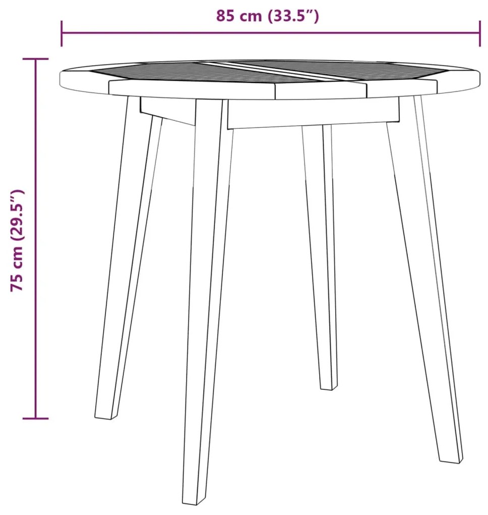 vidaXL Τραπέζι Κήπου Ø85x75 εκ. από Μασίφ Ξύλο Ακακίας