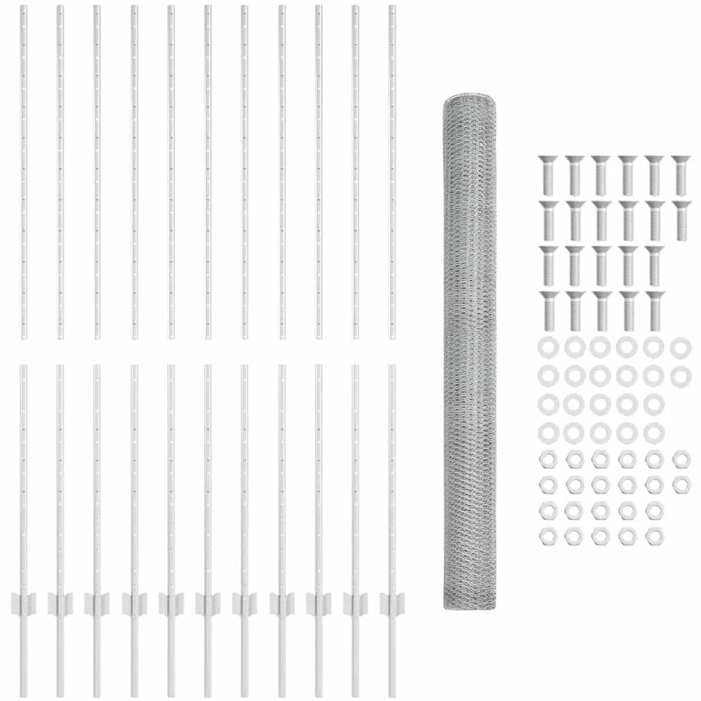 vidaXL Φράχτης με Στήλες. Ασημί 1.6 x 25 m Ατσάλι