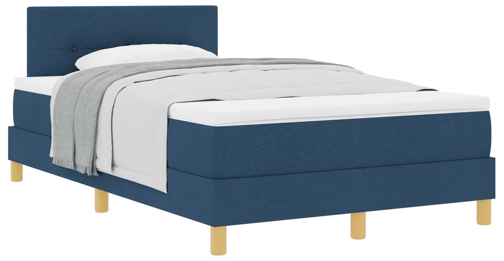 vidaXL Κρεβάτι Box Spring με Στρώμα Μπλε 120x200 εκ Ύφασμα