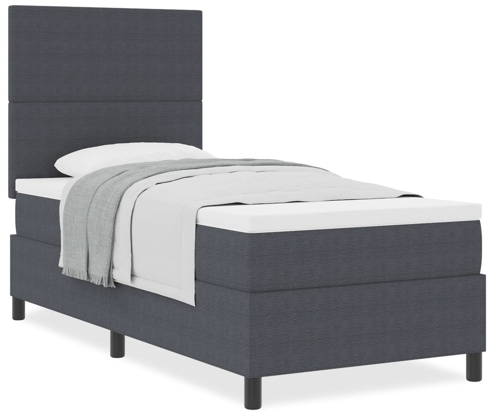 vidaXL Κρεβάτι Box Spring με Στρώμα Σκούρο Γκρι 90x200 εκ. Ύφασμα καπουτσίνο