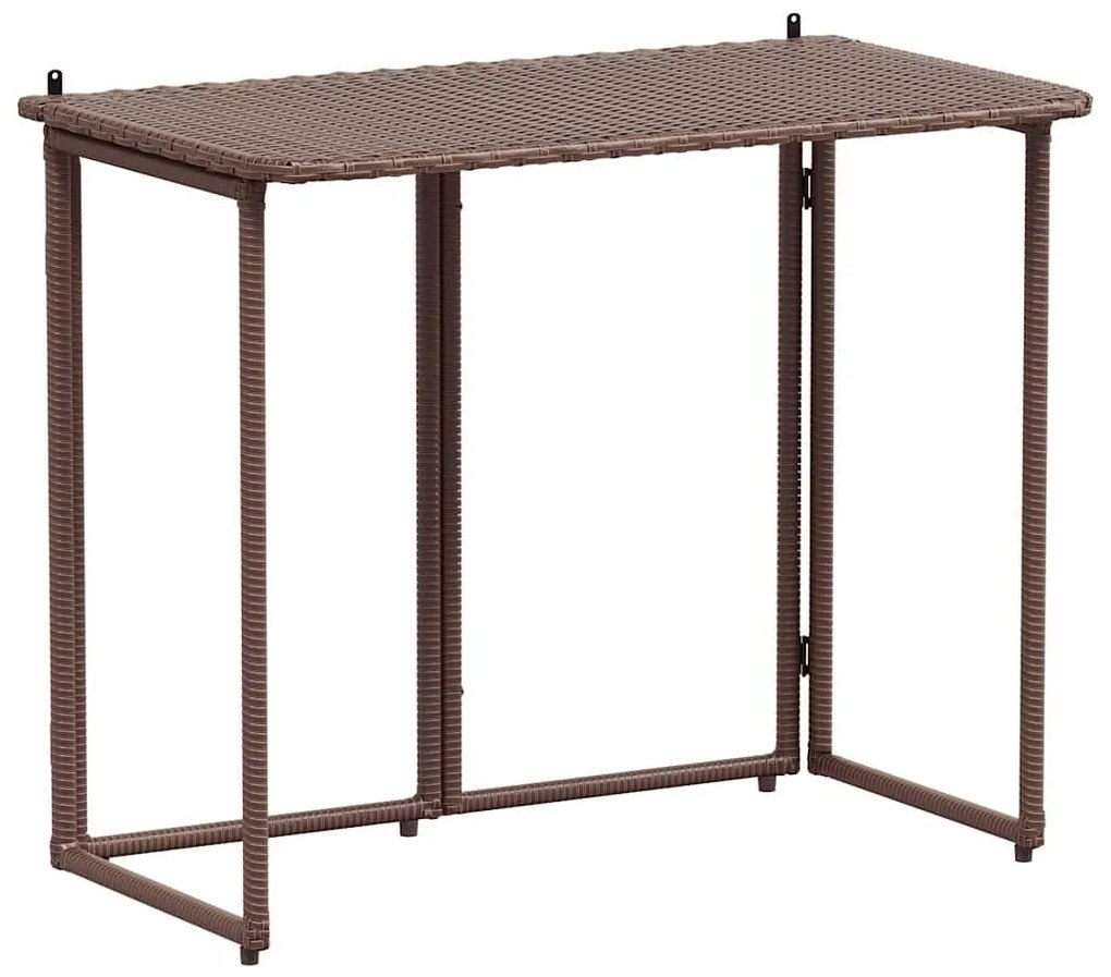 Πτυσσόμενο τραπέζι κήπου καφέ 90x51x75 cm Poly Rattan - Καφέ