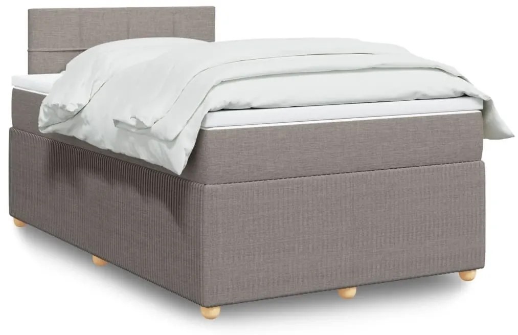 Κρεβάτι Boxspring με Στρώμα Taupe 120x200 εκ. Υφασμάτινο - Μπεζ-Γκρι