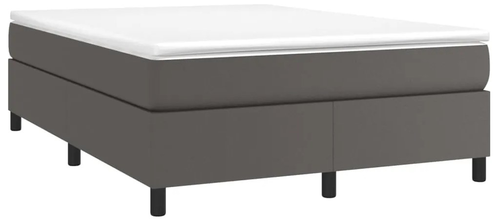 vidaXL Κρεβάτι Boxspring με Στρώμα Γκρι 160x200εκ. από Συνθετικό Δέρμα